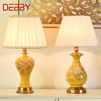 Настольная лампа DEBBY Modern Yellow Ceramics LED Китайский креативный настольный светильник Модный для дома Гостиной спальни Прикроватной тумбочки