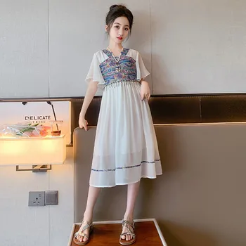 Летние платья для маленьких девочек от 4 до 16 лет, элегантное вечернее платье для девочек, Новинка 2023 года, детская одежда, бесплатная доставка, платье в корейском стиле