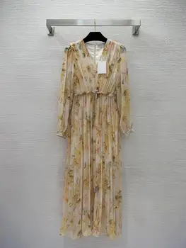 Новое темпераментное банкетное платье для светской львицы, юбка с деревянными ушками на талии, платье с V-образным вырезом, длинная юбка