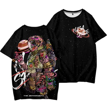 Футболка С принтом космического астронавта, футболка с коротким рукавом, мужская / женская модная футболка в стиле Харадзюку, уличная одежда
